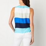 Liz Claiborne Womens Round Neck Sleeveless Blouse stripe small (b35) Photo 1
