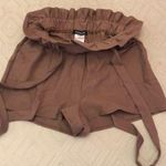 EXPRESS Ruffled Trim Brown Dress Shorts Photo 0