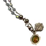 1 Decade Rosary Beaded Bracelet Rose Charm Heart Mary Portrait Christian Silver Photo 0