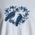 Vintage Embroidered Bird Floral White Sweatshirt large White Photo 4