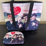 I Love Lucy Shoulder Bag and Makeup Case Black Photo 6