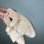 J.Crew | Nude Cream Suede Mules with Fringe 5 Heeled Kiltie penny academy Photo 3