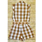 Anthropologie Whit Two Tan Gingham Check Tie Waist Romper Photo 9