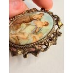 Vintage Gold Tone Brooch With Victorian Style Porcelain Cameo Depicting Classica Photo 4