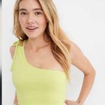 Aerie  Ribbed Tie Cropped One Shoulder Tank Top Medium Photo 0