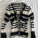 Chic Striped Top and shirt Set with Floral Accents Black Size 6 Photo 6