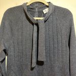 St. John  Collection Gray Tie Neck Knit Sweater Dress Long Sleeve Photo 6