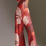 Hutch NWT Anthropologie Cutout Bold Floral Wide Leg Cutout Tie Front Jumpsuit Photo 0