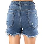 Women's Blue Rhinestone Distressed Fringe High Rise Cut Photo 2
