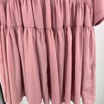 Pink Lily  M pink blush vneck and back babydoll mini dress tunic tiered ruffle Photo 3