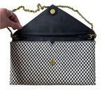 J.Crew  Black White Woven‎ Envelope Clutch Gold Chain Photo 4