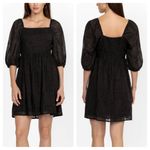 Johnny Was Ella Mini Dress Black Guipure Lace Puff Sleeve Photo 1