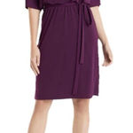 Natori  Matte‎ Jersey Blouson Dress In Plum Purple Stretch Office Size M Wedding Photo 0
