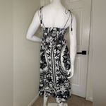 Farm Rio  Black/White POPLIN BEADED TROPICAL CELESTIAL SUNS MIDI DRESS M Photo 8