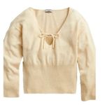 J.Crew NWT Cashmere Ribbed Tied V-neck Sweater in Buttercream S $178 Photo 0