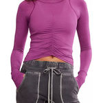 Free People Movement  Tempo Ruched Long Sleeve in Deep Mulberry size M NWT Photo 0