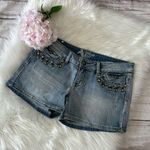 Street Fashion Gun Metal Studded Blue Denim Shorts Size undefined Photo 0