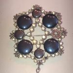 Celebrity NY Vintage Silver Tone and Metallic Black Brooch Photo 2