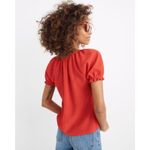 Madewell Texture & Thread Red Peasant Blouse Medium Jewel Tone Fall Photo 1