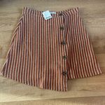 Urban Outfitters NWT  Size M Brown and White Pinstriped asymmetrical mini skirt Photo 4
