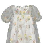 Women's Floral Embroidered Corset Maxi Puff Sleeve Dress in White, Size 12​​ White Photo 1