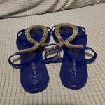 Chic Blue Sandals with Gold Detailing Size 7 Photo 1
