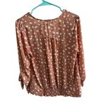 West Kei  Tan Polka Dot Surplice Tie-Sleeve Blouse Size‎ M Photo 2