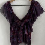 NWT By Anthropologie Tulle Lace Mix Ruffled Top XS Purple Photo 3