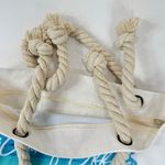 Tropical Out Of Office Beach Scene Canvas Tote Bag White Rope Straps Photo 8