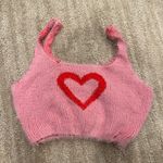 Pink and Red Heart Fuzzy Crop Top Size 0 Photo 0
