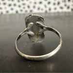 Vintage Sterling Silver Mother of Pearl Two Stone Leaf Detail Size 5.25 Photo 3