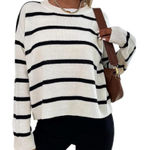 Oversized Striped Sweater White Size M Photo 0