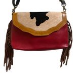 Genuine Leather Cowhide Red Crossbody Bag Brown Fringe Western Boho Womens Purse Photo 2