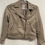 Philosophy Moto Biker Zip Faux Suede Jacket Beige Womens MED Edgy Urban Chic Photo 0