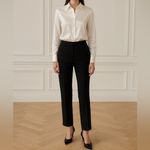 Chloé Chloe black pleated front straight‎ leg pants size 40 or size large US Photo 1