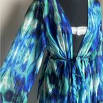 Matte Collection  Blue Green Tie-Dye Maxi Dress wrap tie around waist XL NWOT Photo 3
