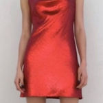 ZARA Sequin Cowl Back Cocktail Mini Slip Dress Red Small Photo 0