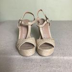 American Rag T- Strap Natural Woven platform Chunky heel Sandal Size 8.5 EUC Photo 2