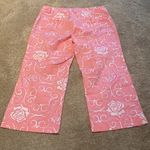 Lilly Pulitzer  Women's Vtg Pink Cropped Pants Roses & Butterflies Size 2 Photo 5