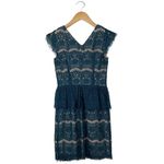 Maeve Anthropologie Emerald Teal Lace Elsa Peplum Waist Dress Size Small Photo 6