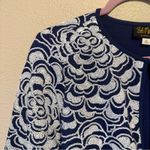 Bob Mackie  Wearable Art Blue White Sequined Mini Jacket Shrug Womens M Formal Photo 4