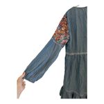 Boston Proper  Beaded Long Sleeve Chambray Ruffle Hem Mini Dress Size 12 Photo 3