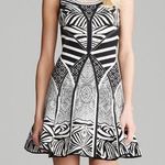 Diane Von Furstenberg  Fanny structured knit flare black white geometric dress Photo 0