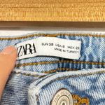 ZARA  Blue High Rise Straight Leg Jeans Womens 6 Slit at Ankle Button Fly Light Photo 5
