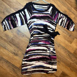 Daisy Fuentes  Striped Multicolor Women's Dress Mock Front Tie Size Large Photo 0