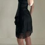 Alyn Paige Vintage Y2K Asymmetric Fringe Hem Strapless Mini Dress Size 5/6 Black Photo 3