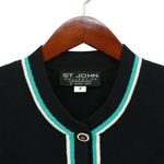 St. John  Collection Black Teal Off-White Santana Knit Longline Jacket 8 Photo 1