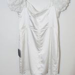 Lulus White Satin Mini Dress with Puffy Sleeves NWT Size Large Bridal Mini Dress Photo 7