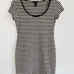 H&M Women's Black & Tan Striped Cotton Stretch Short Sleeves Casual Dress Size S Photo 0