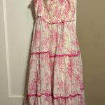 Pinkblush Pink Floral Sleeveless Ruffle Tiered Maternity Midi Dress Photo 1